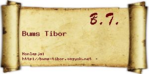 Bums Tibor névjegykártya